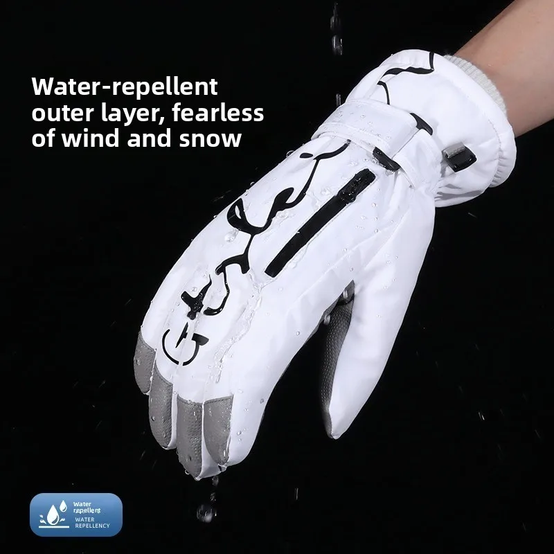 قفازات شتوية للرجال والنساء، قفازات تزلج على الجليد مقاومة للماء ودافئة للعمل في الهواء الطلق، والمشي لمسافات طويلة، وقفازات مخملية سميكة لركوب الدراجات #4