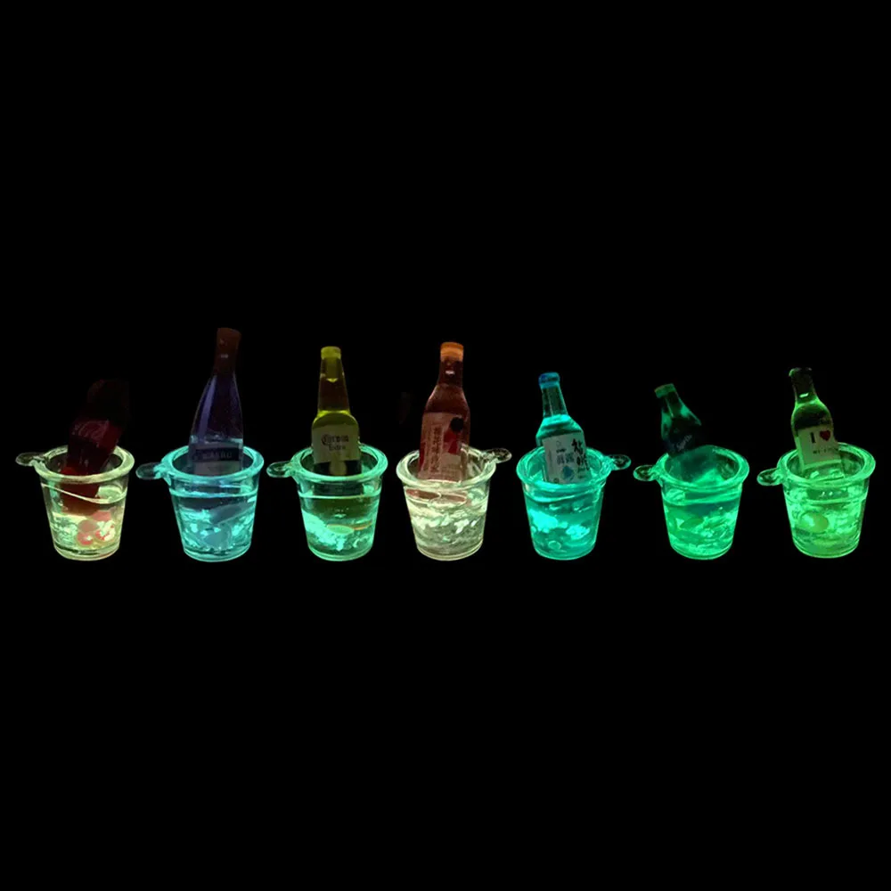 10pcs Resin Mini Luminous Drinks Diy Miniatures Flatback Charm Accessories Cabochons Embellishments Material Scrapbook Fake Food