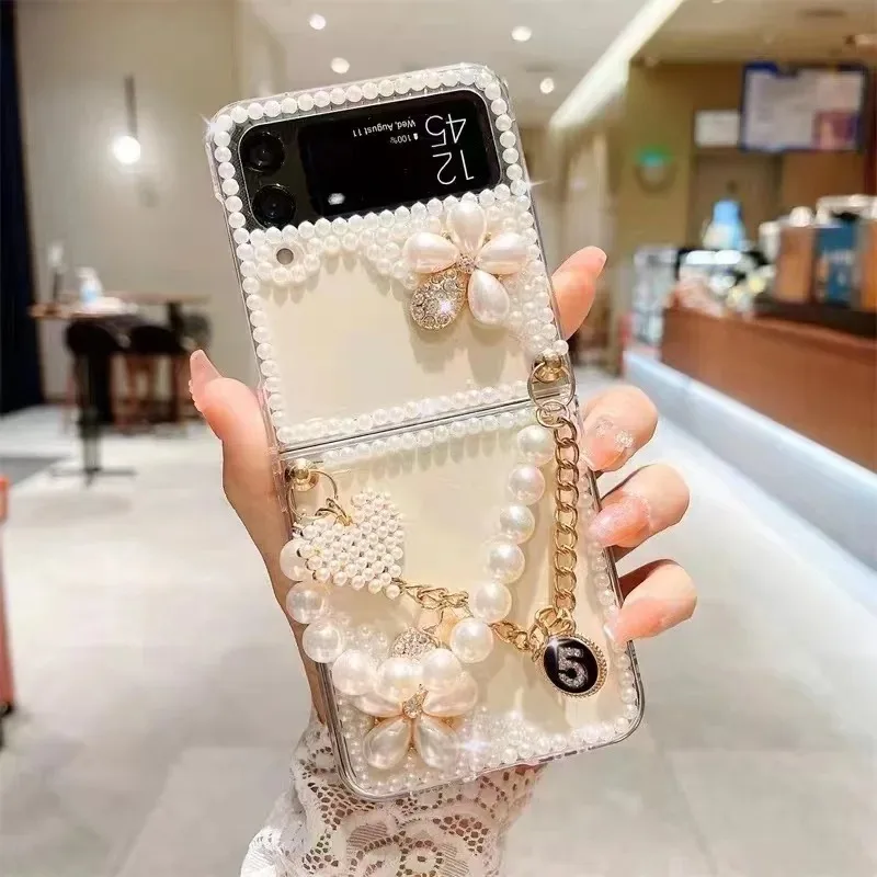 

Phone Case for Samsung Z Flip 3, 4, 5, Carbon, Rhinestone, Diamond, DIY, Luxury, Fashion,