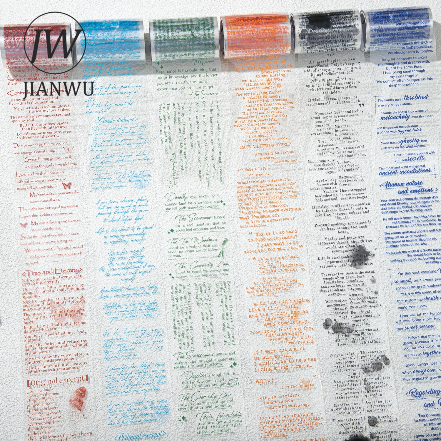 JIANWUFragment литературных предложений, серия, винтажный английский текст, пейзажный материал, коллаж, лента для домашних животных, креативный журнал, канцелярские принадлежности