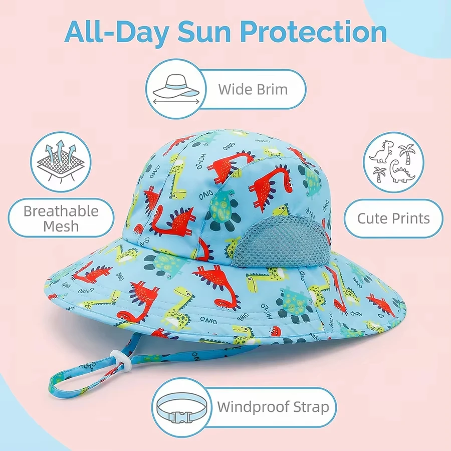 2-piece 1-13Y Children's Digital Printing Adjustable Sunscreen Neck Hat for Protection - Sun Hat view 5