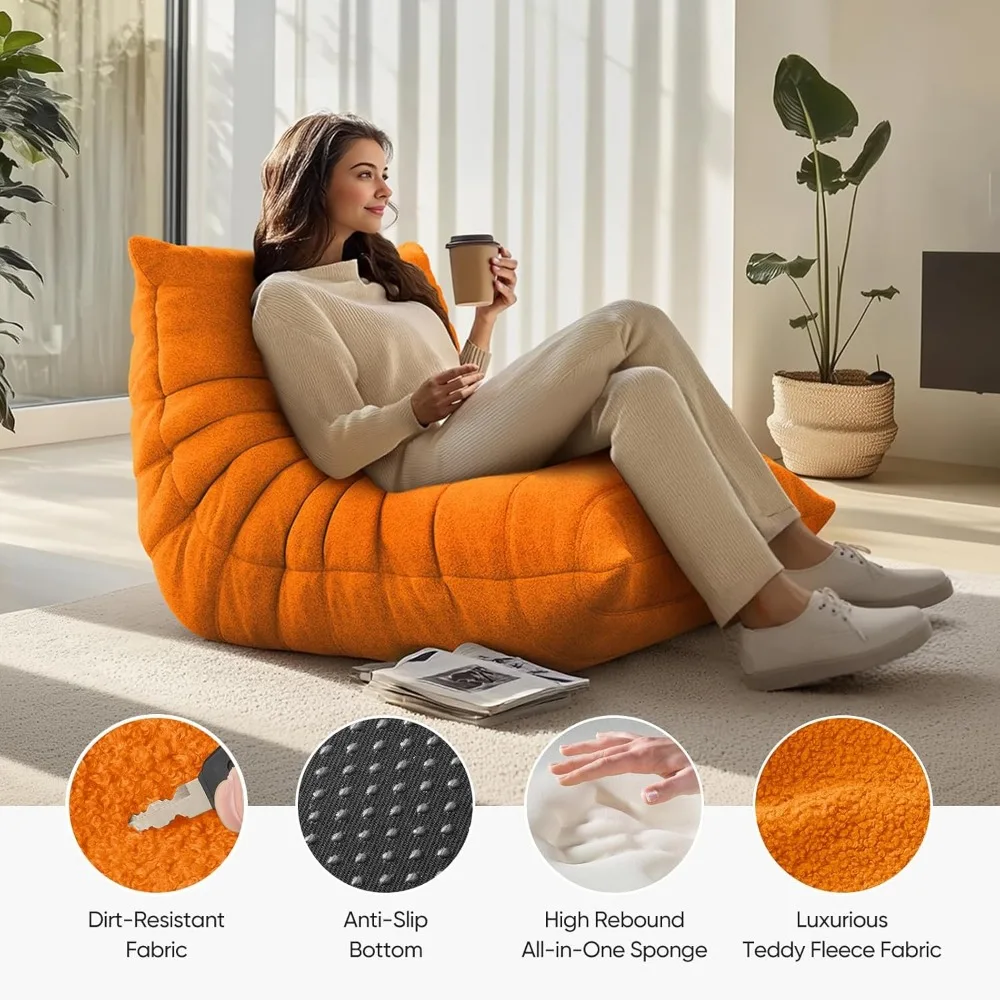 Kursi Bean Bag Ergonomis Busa Memori untuk Dewasa, Alas Anti-Selip Ramah Remaja, Busa Berdaya Tahan Tinggi untuk Dudukan yang Nyaman di Samping Tempat Tidur