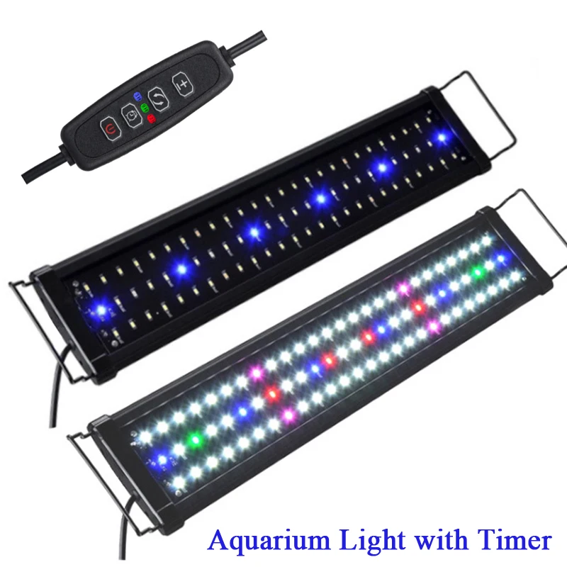 60-105cm LED Aquarium Light with Timer Waterproof Clip Fish Tank Light Lamp Aquariums Decor Lighting Planted Lighting