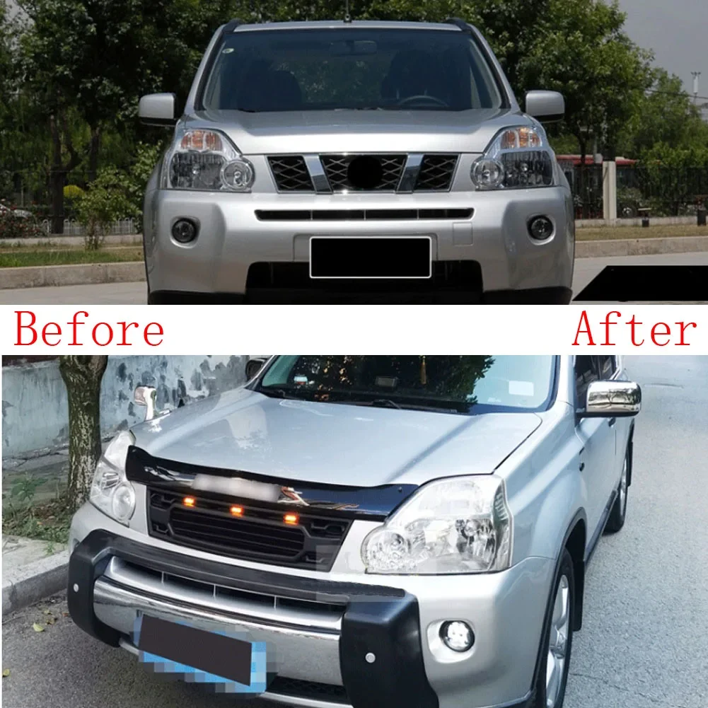 Auto Parts Front Bumper Grille With LED Lights Modified Accessories Racing Grill For NISSAN X-Trail 2009-2011