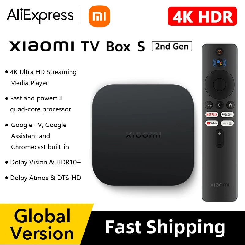 Global Version Xiaomi Mi TV Box S 2nd Gen 4K Ultra HD Quad-core Processor BT5.2 2GB 8GB Google TV Google Assistant Smart TV Box