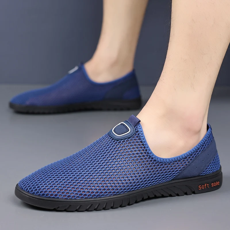 MAEDEF-Sandales Ajourées en Maille pour Homme, Mocassins Peu Profonds, Chaussures de Styliste Confortables et Décontractées, Nouvelle Collection Été 2024