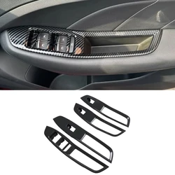 RHD For MG ZS 2017-2020 2021 2022 Carbon Fiber ABS Interior Armrest Window Lift Switch Cover Trim Frame Accessories Car Styling