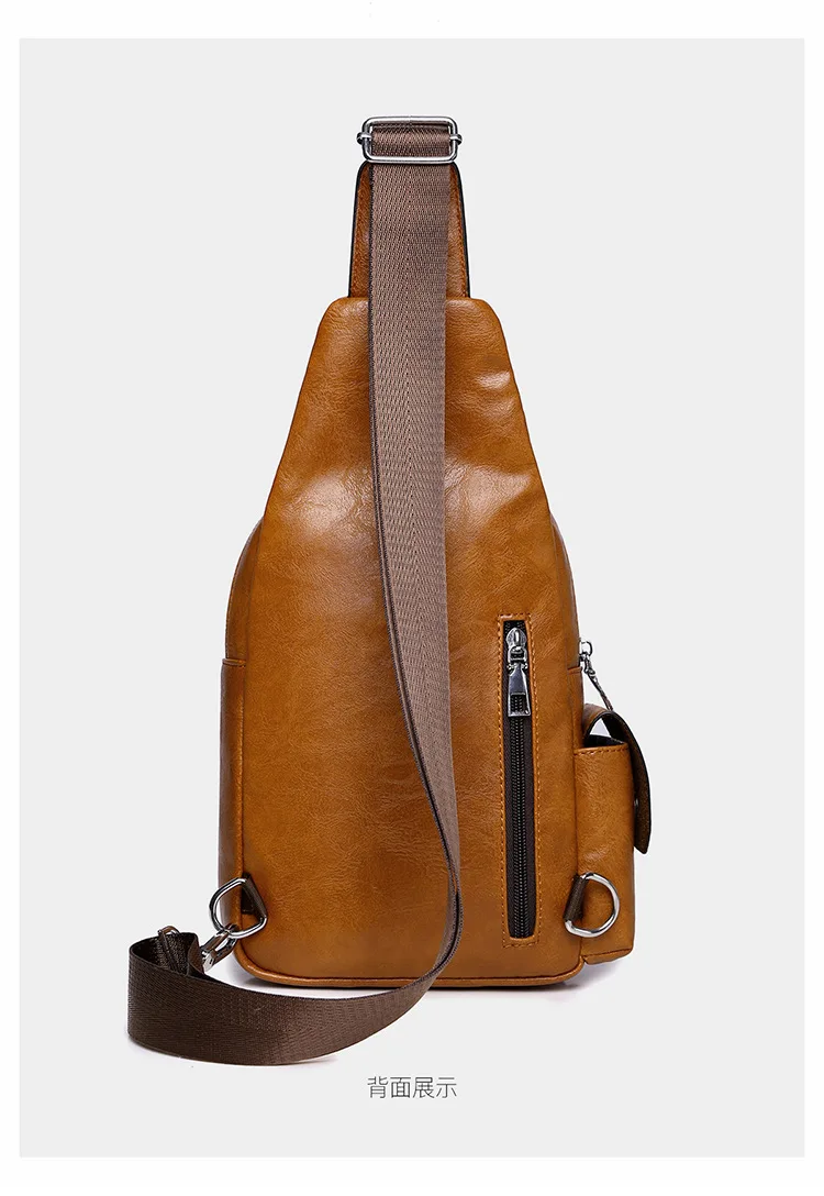 New Men's High-end Retro Chest Bag, Large Capacity Trendy Crossbody Bag, Flip Waterproof Shoulder Bag, Fashionable Shoulder Bag