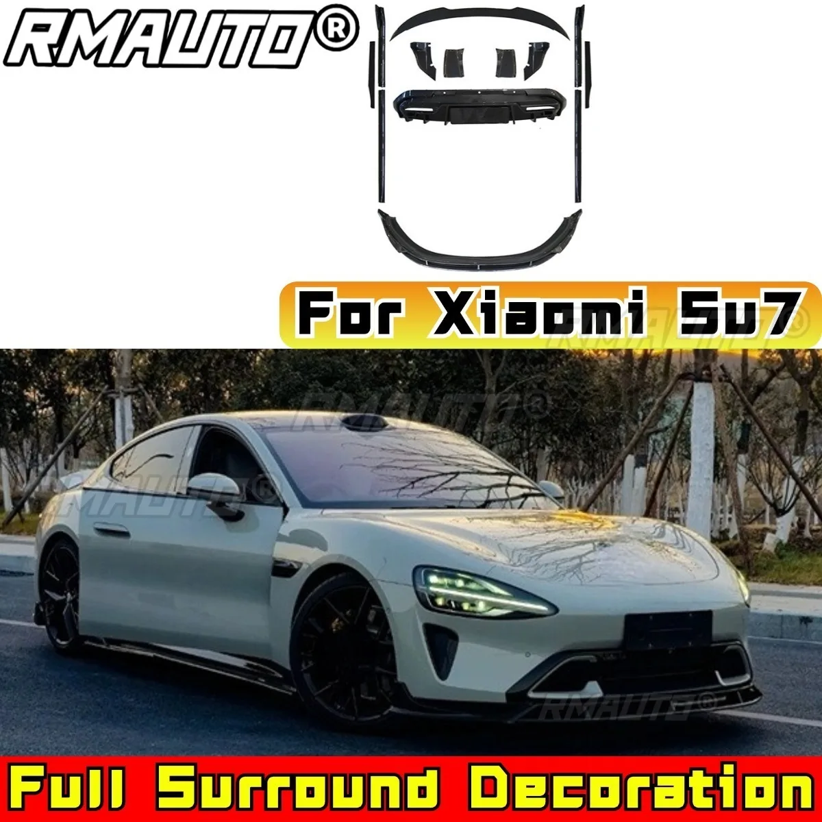 

Car Full Surround Decoration Spoiler Extension Diffuser Guard Apron For Xiaomi Su7 MIX Style Side Skirt Splitter Car Accessories