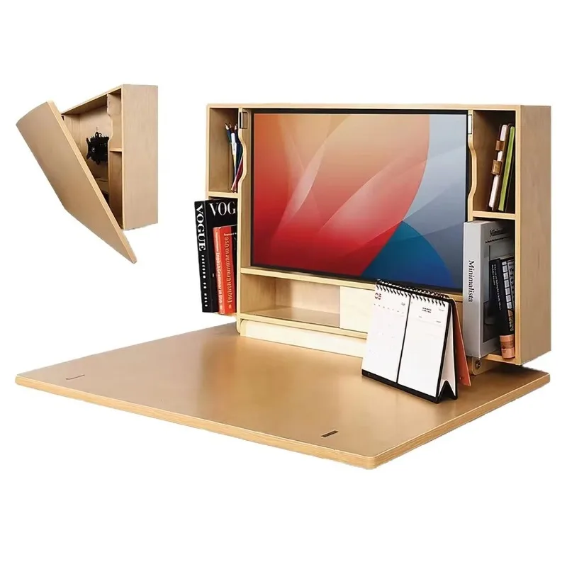 Wooden Wall-Mounted Folding Table Multi-Use Student Dormitory Bedside Storage Household Office Computer Desk Model Qx115
