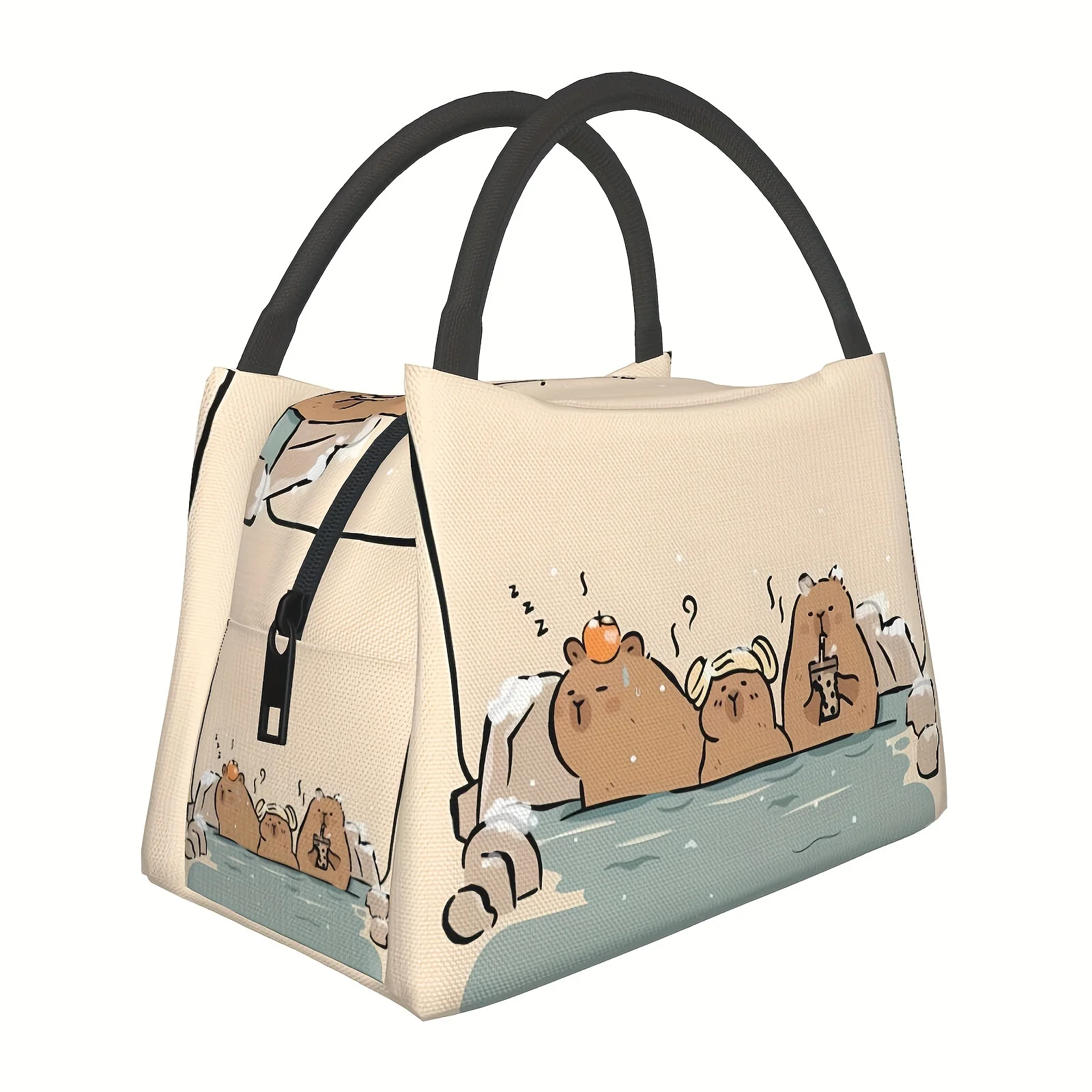 Capybara Pattern Portable Reusable Cooler Bag Insulated Lunch Bag for Camping Picnic Beach Suitable for Home