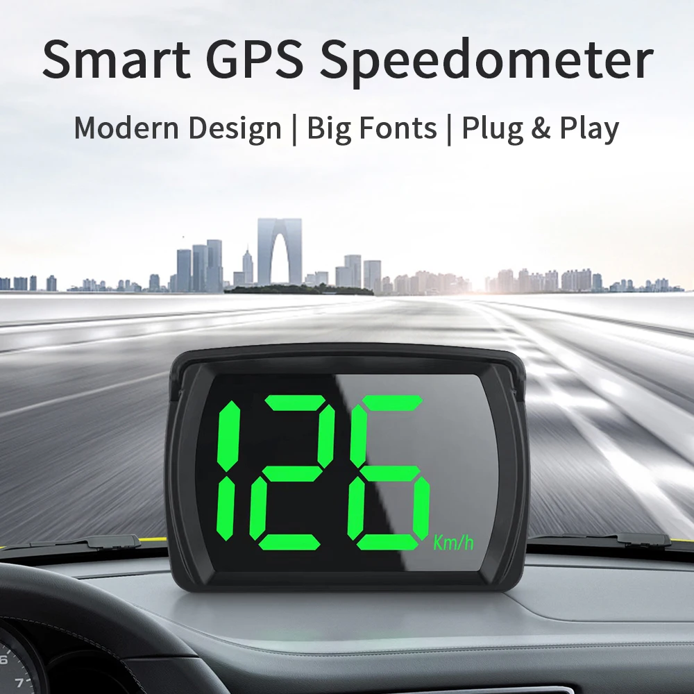 Plug and Play For Car Truck Bus Digital Speedometer Big Font Car HUD 2.8 Inch Head-Up Display GPS KMH