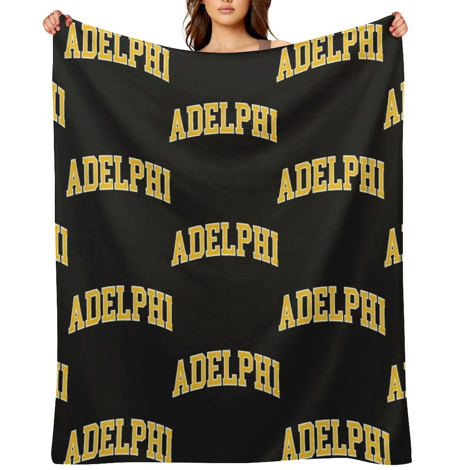 

adelphi - college font curved Throw Blanket Custom Single Tourist Decoratives Blankets