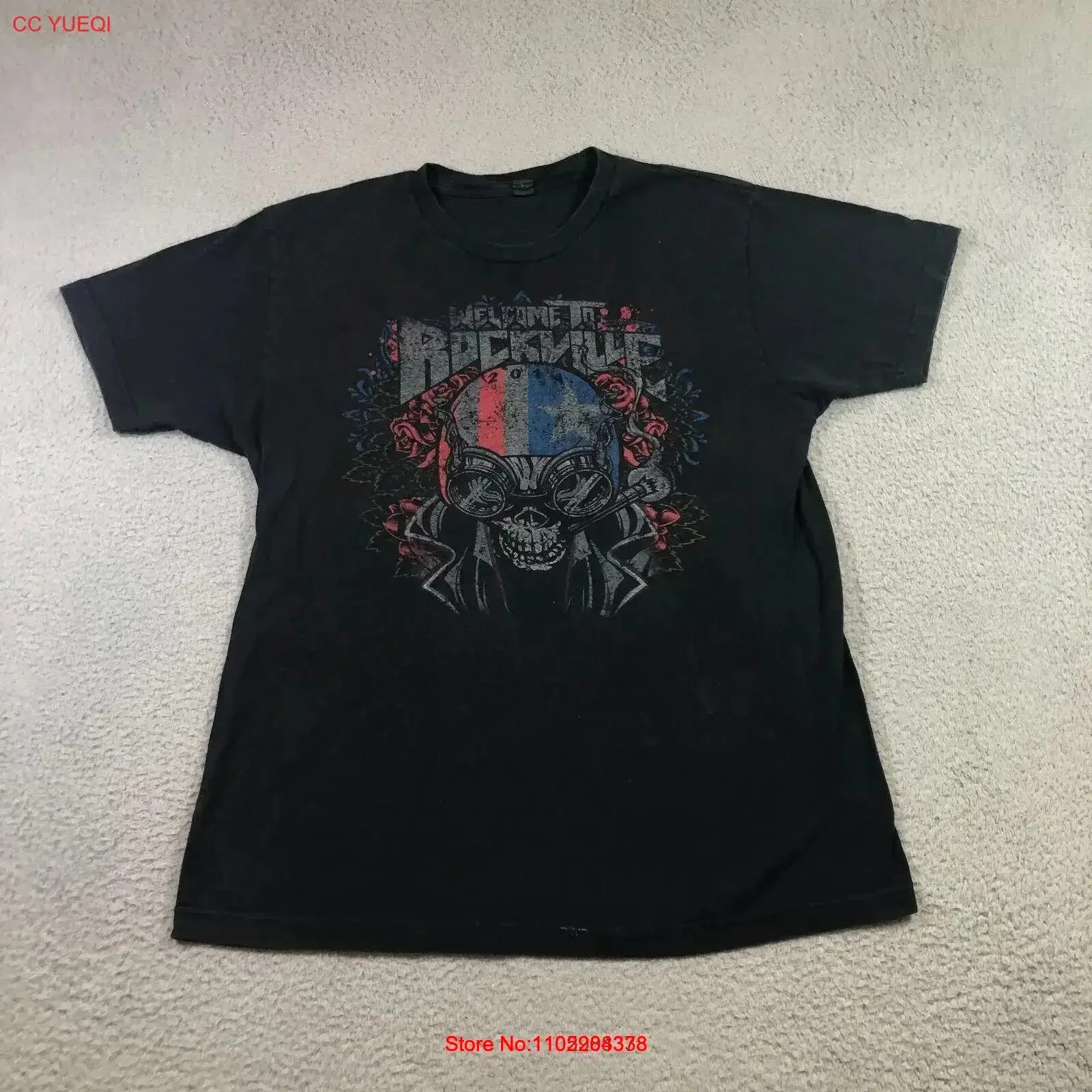 welcome to rockville 2014 festival T Shirt Mens L black band line up vintage Washed Top For Everyday Wear Unisex homme