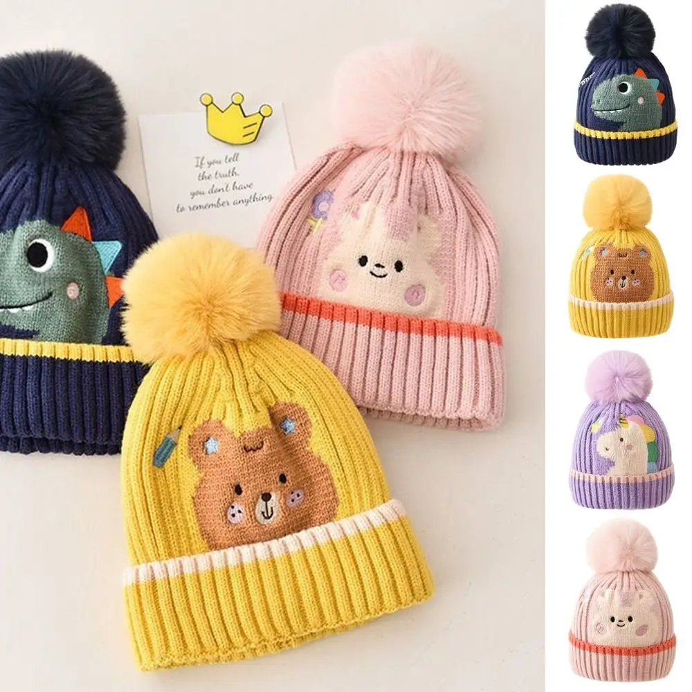 Winter Warm Baby Hat Cute Dinosaur Kids Cap Cartoon Toddler Woolen Knitted Hats Children Beanies