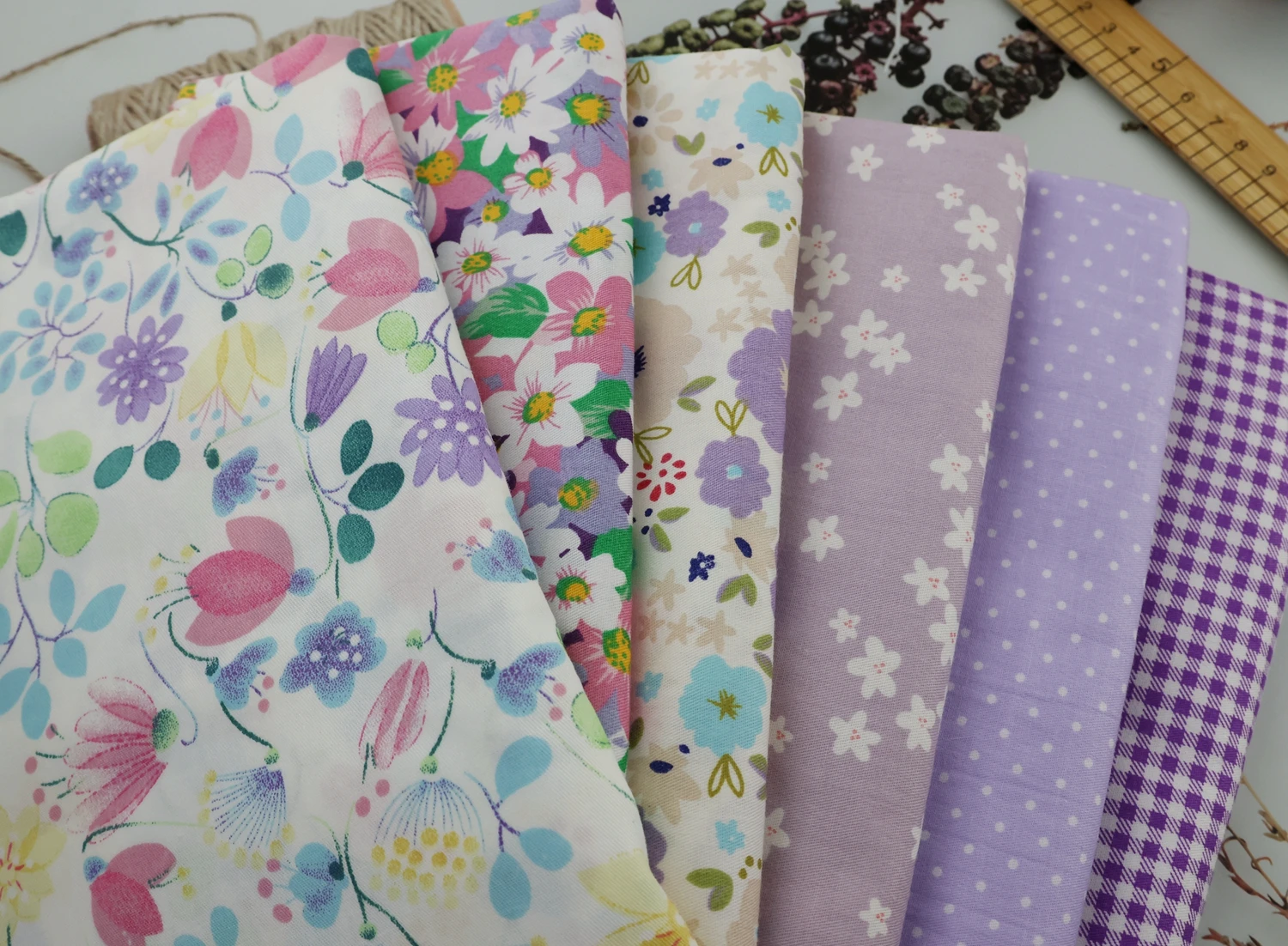 Delicate (50cmx50cm) Purple Fat Quarter Bundle 100% cotton Fabric Quilting fabric Home Textile Bedding Sewing Doll Cloth DIY