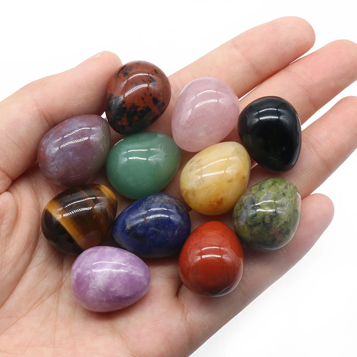 

5pcs Natural Stones Egg Shape Carved Crafts Reiki Crystals Home Decor Healing Energy Gem Collection Jewelry Room Ornaments