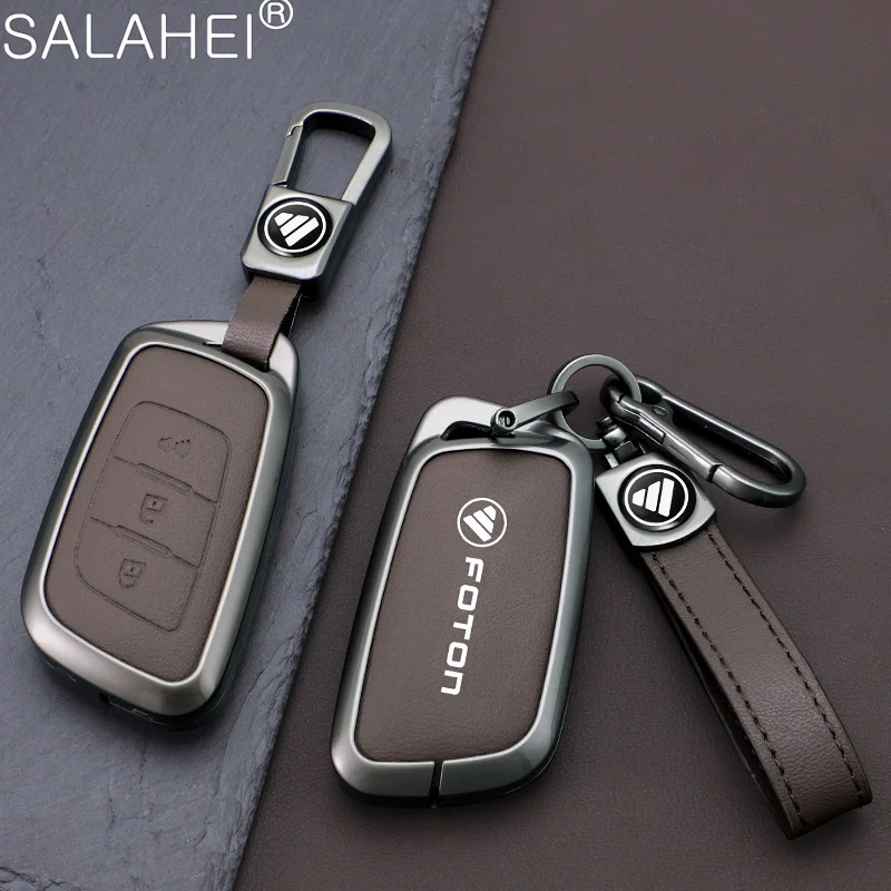 Leather Car Smart Remote Key Case Cover Protector Shell For Foton Senior General G9 Landscaper Yutu 9/8 pickup F9 Xiangling Q