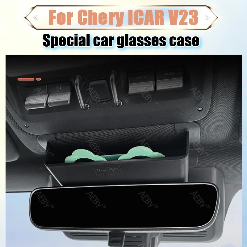 AEBY For Chery iCAR V23 Car Sunglasses Holder Visor Clip Eyeglass Case Small Items Storage Box Interior Accessory