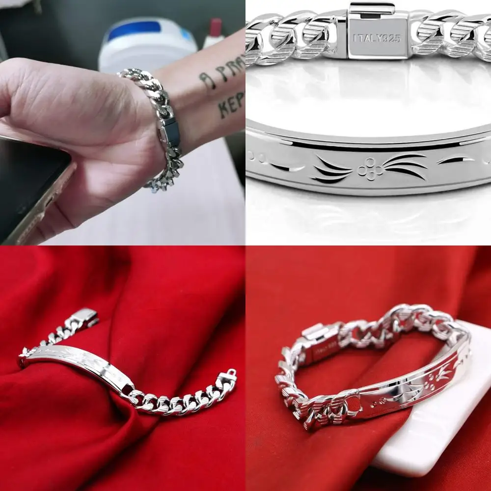 

Sterling Silver 925 Cuban Chain Bracelet, 10/12mm, 7-10 Sizes, Men's Fine Jewelry, Birthday Gift