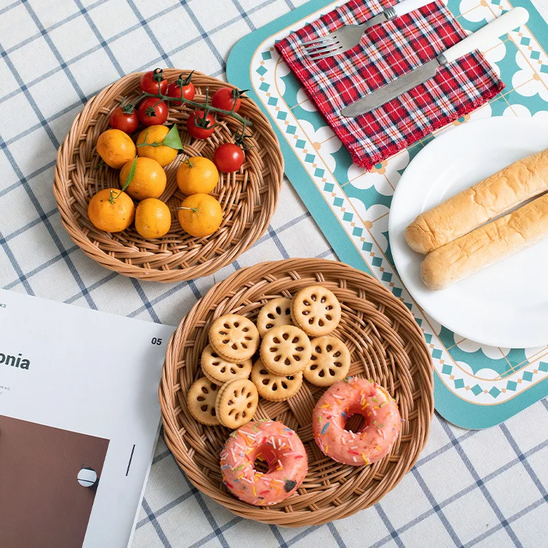 

Rattan Woven Mantou Basket Dim Sum Plate Fruit Plate Restaurant