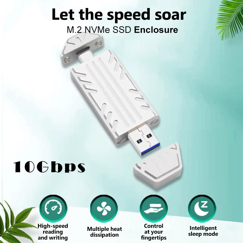 

Корпус M.2 NVME SSD 10 Гбит/с Высокоскоростной мобильный жесткий диск JMS583 Master USB TYPE-C с двойной головкой и прямым разъемом для ноутбука/ПК