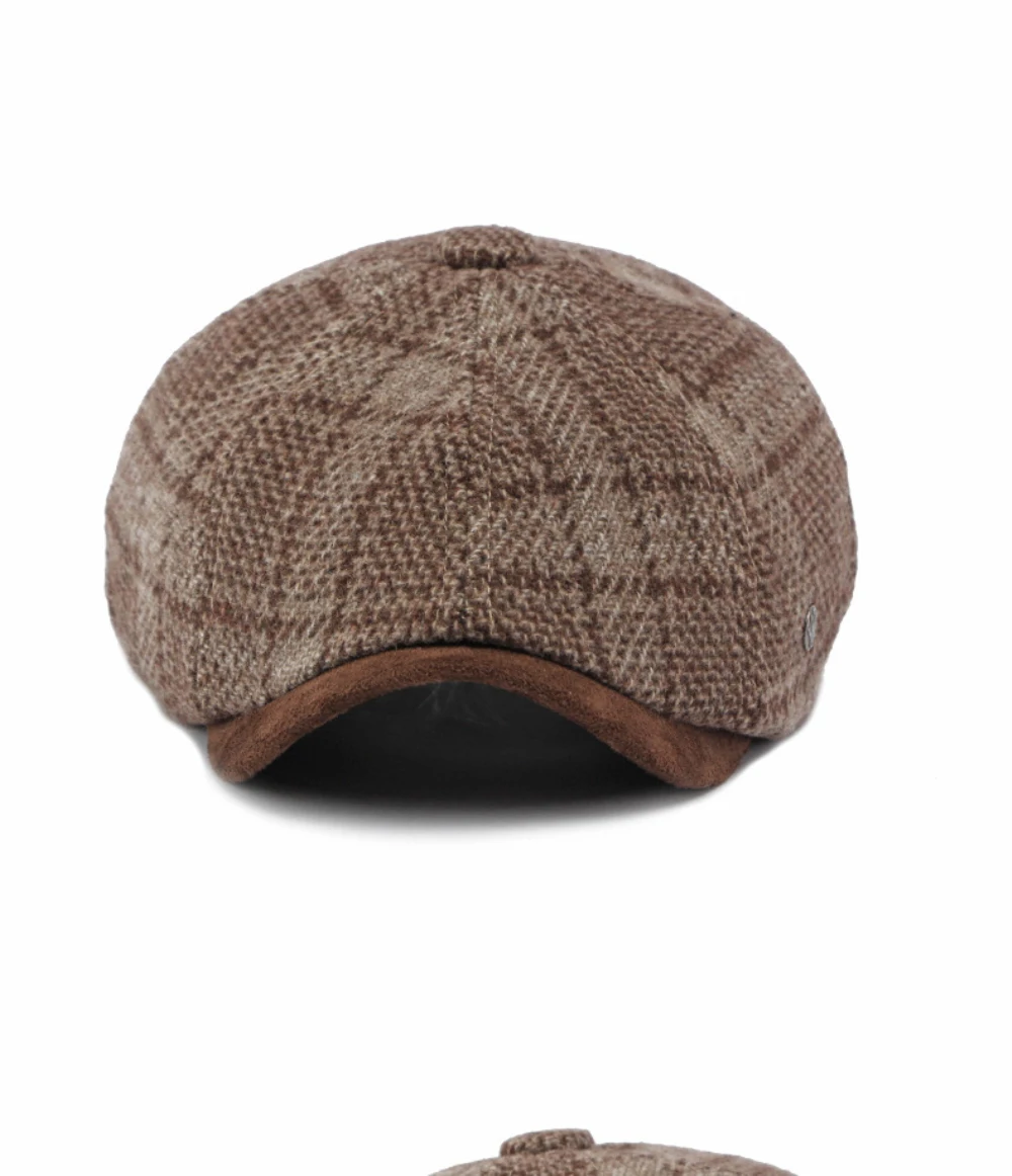 HT5160 Baskenmützen für Männer und Frauen, Künstler- und Maler-Wollmütze, Unisex Ivy Flachmütze, 2026 Neue Herbst-Winter Karierte Achteckige Baskenmütze – Detail 10