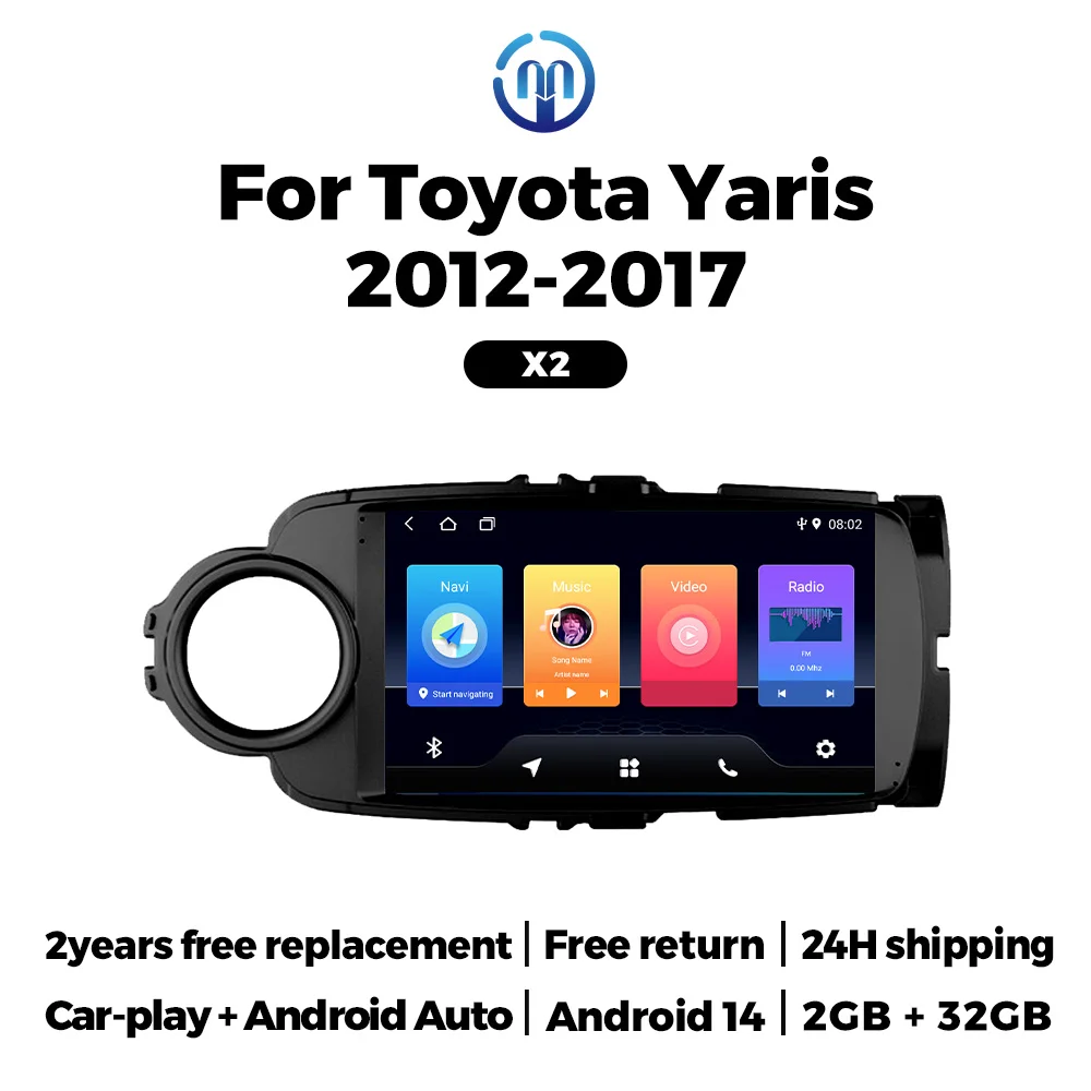 

Автомагнитола для Toyota Yaris 2012-2017 (левый руль), беспроводной CarPlay, Android Auto, мультимедийный плеер, головное устройство, Wi-Fi