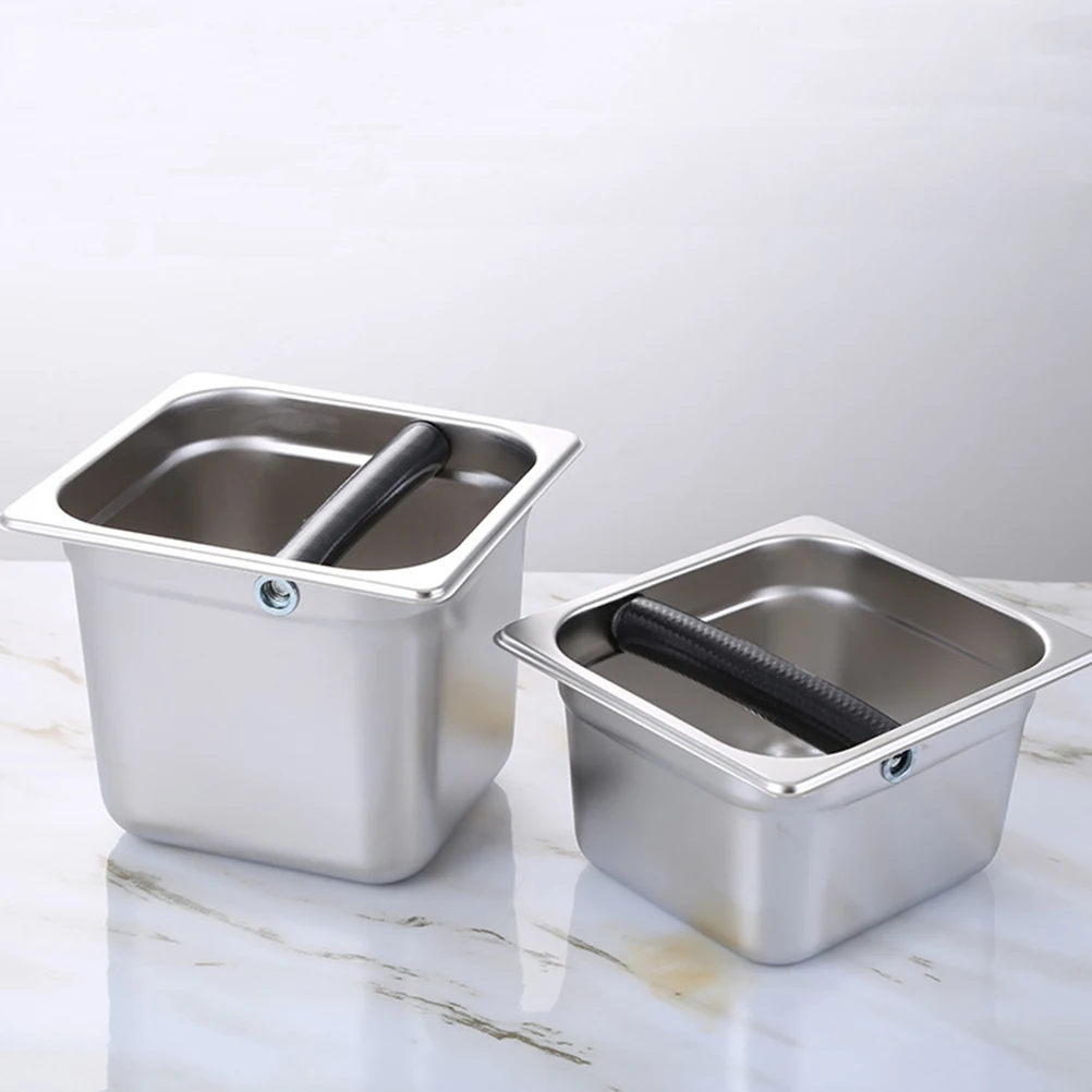 

Stainless Steel Espresso Grinds Waste Bin Large Capacity Removable Knock Bar Coffee Residue Bucket Professional Accessories Home