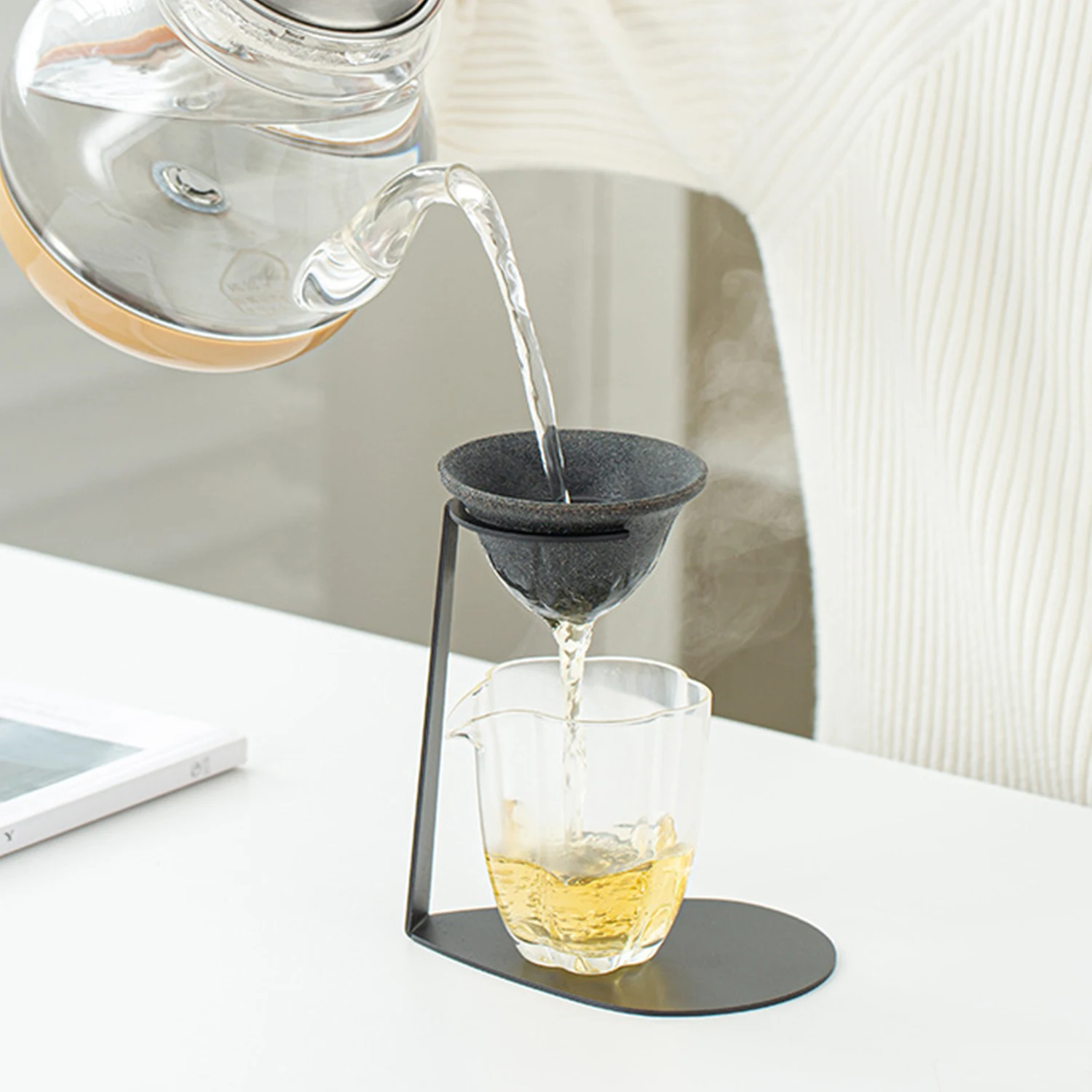 OANKR  ‌50μm Tea Strainer with Metal Stand Set, Softening Water Quality, Filter Out Chlorine in Water & Impurities for Tea Wine