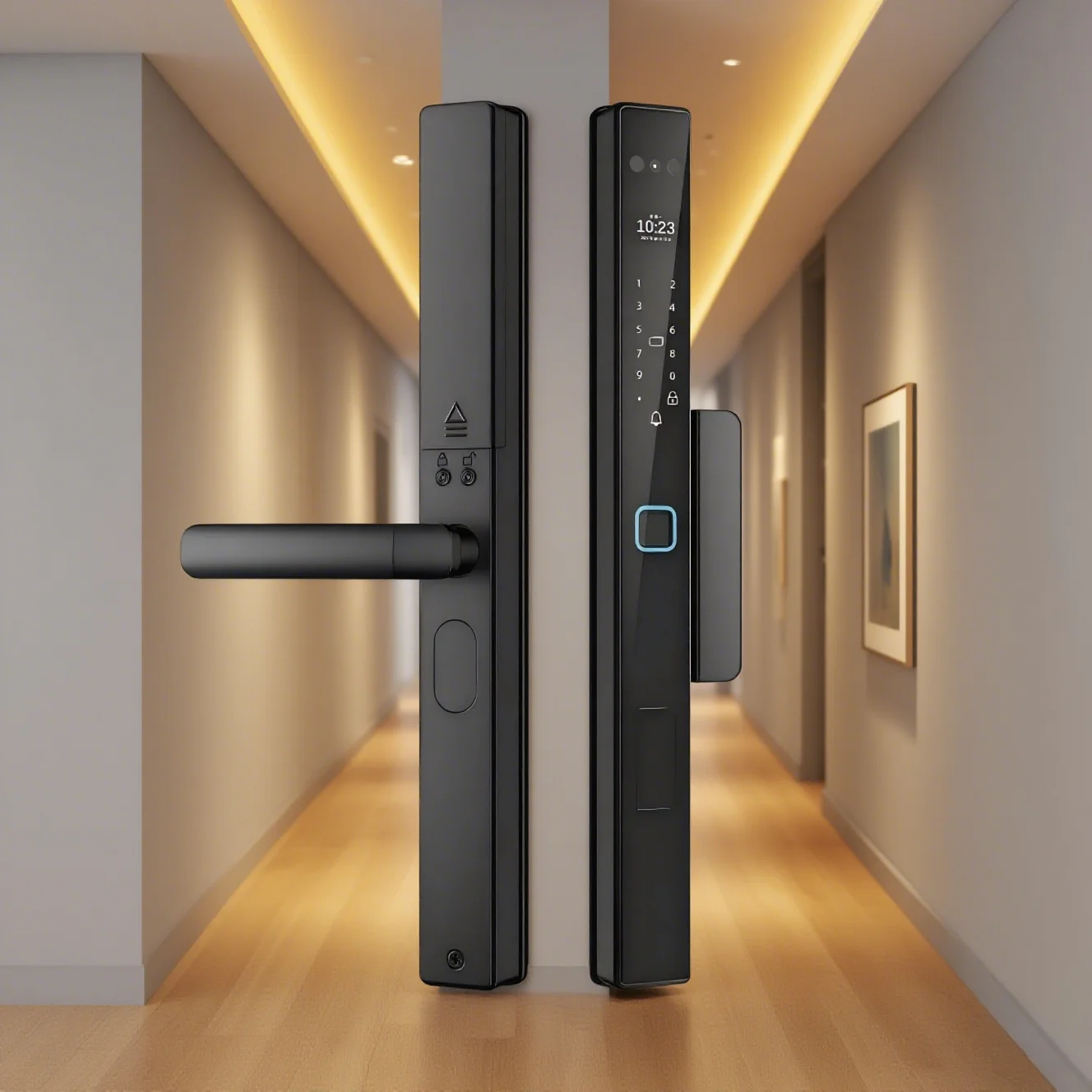 Electric Fingerprint Password Smart Lock Multiple Unlocking Options Waterproof Aluminum Material Memory Card Data
