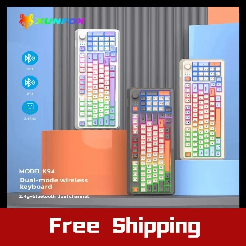 

Новая светящаяся модная двухрежимная беспроводная Bluetooth-клавиатура K94 для компьютерных игр, офисного ноутбука, трансграничного