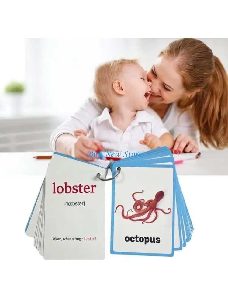 

20CE 20Sheet Marine Life Flashcards 11x8cm Sea Creature Flashcards Kid Early Learning Word Card Language Teaching Aid