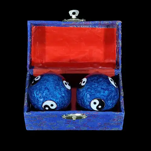 •2Pcs Hand Massage Balls With Storage Box Chinese Exercise Handballs For Hand Exercise Stress Relief Therapy Massager