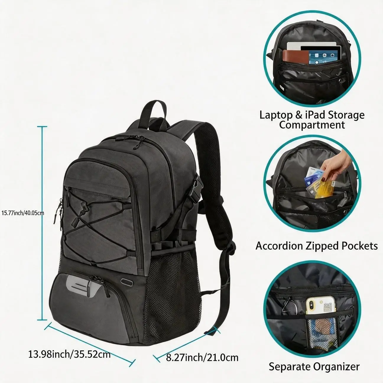 Pro Lightweight Basketball Bag Soccer Shoe Compartment Storage Daily Commute Gym Adjustable Strap