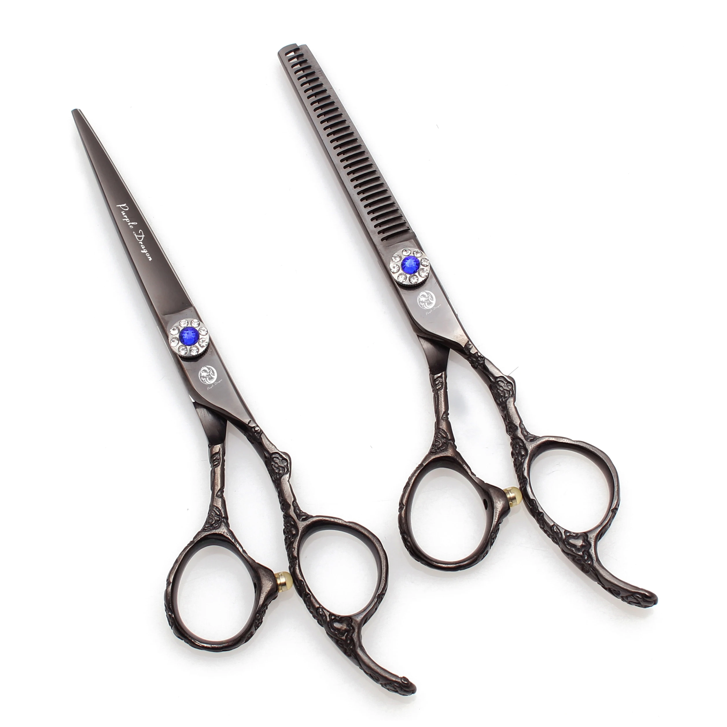 

Professional Hair Scissors Japan Stainless Hair Cutting Scissors 5.5" 6" Barber Shop Thinning Shears Black Haircut Shears Z9002