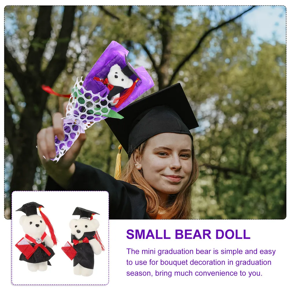 12Pcs Graduation Bear Bouquet Embellishments Charming Foam Bear in Academic Attire for Graduation Decor Ceremony Keepsake