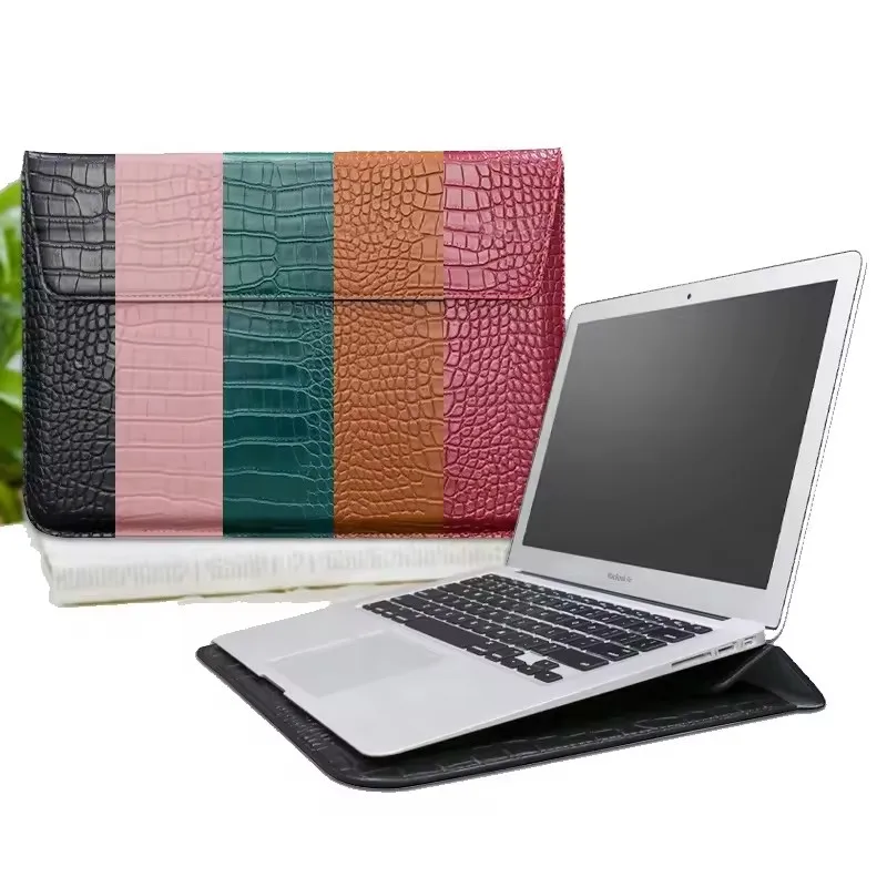 Crocodile Leather Flip Case Bag Laptop Sleeve for Macbook Air 13 14 15 16 Inch M5 M4 M3 M2 Chip Mac Book Pro Cover Accessories