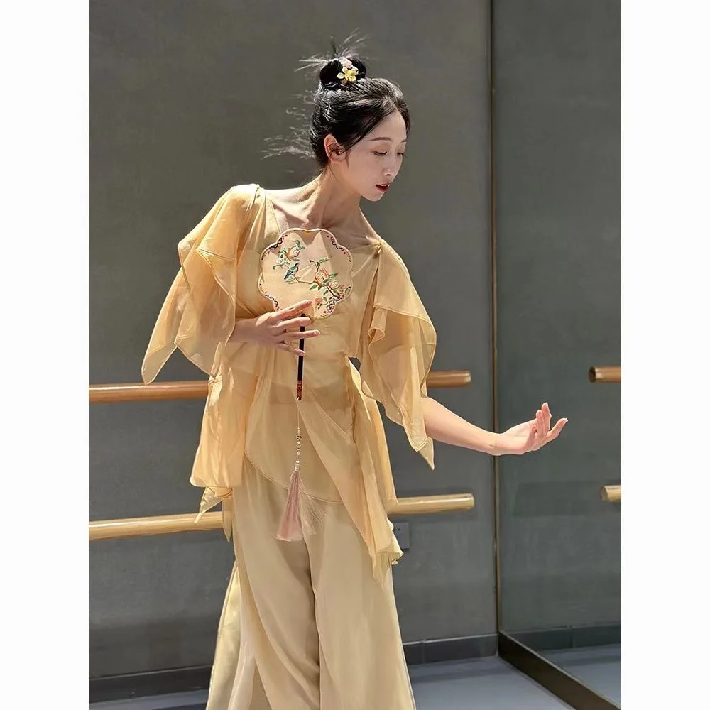 Classical dance clothes for women, flowing gauze tops, exercise clothes, performance clothes, ancient style, Chinese style, danc