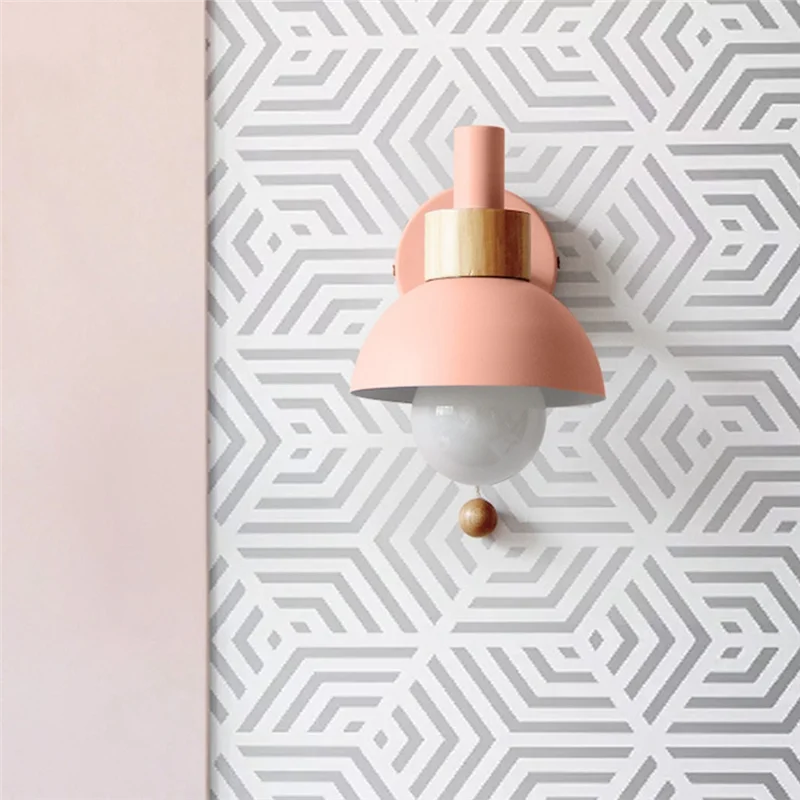 

ABLQ LED Wall Lamp with Switch Wood Sconce Lights Indoor Lighting Home Decor Bedside Bedroom Living Room with Bulb A