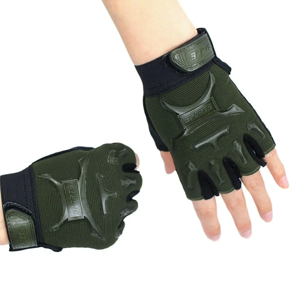 Fashion Fingerless Kids Sport Gloves Non-slip Elastic Cycling Mittens Windproof Breathable Children Bicycle Gloves Outdoor