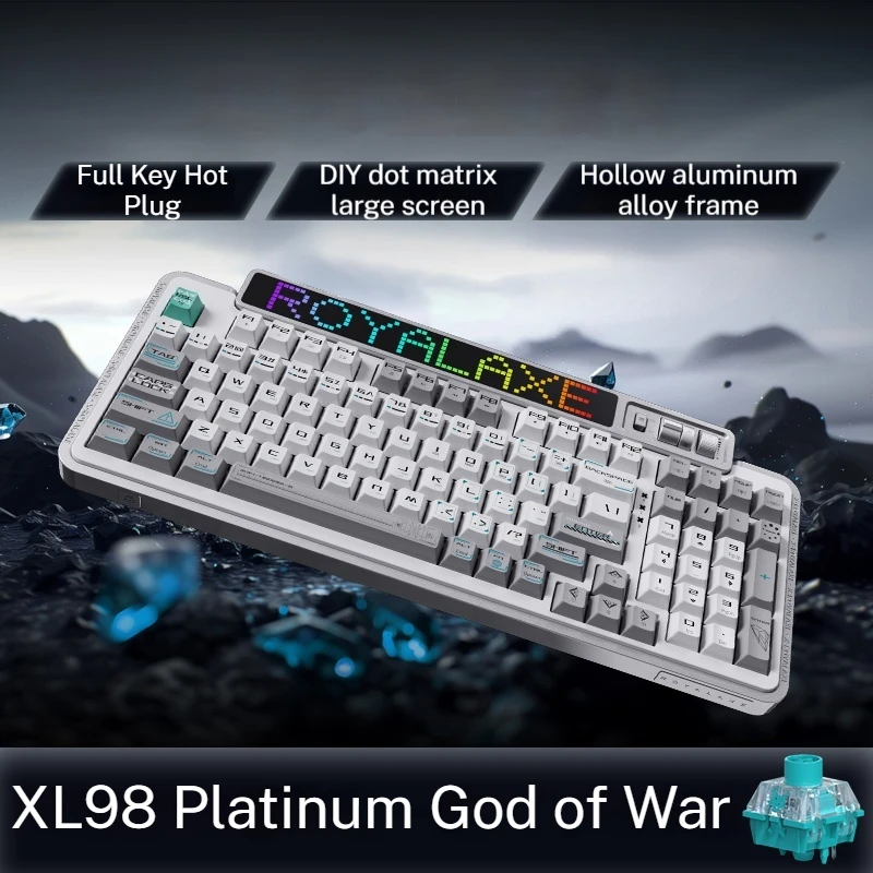 Yufu xl98 teclado mecânico sem fio 98 três modos hot plug rgb ergonomia escritório teclado de videogame win/ios/mac/android