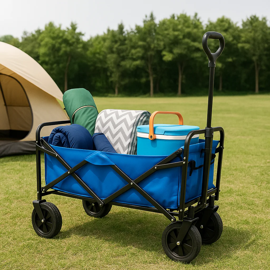 

Collapsible Wagon Cart with Canopy Tent Portable Folding Camping Trolley Outdoor Beach Utility Wagon