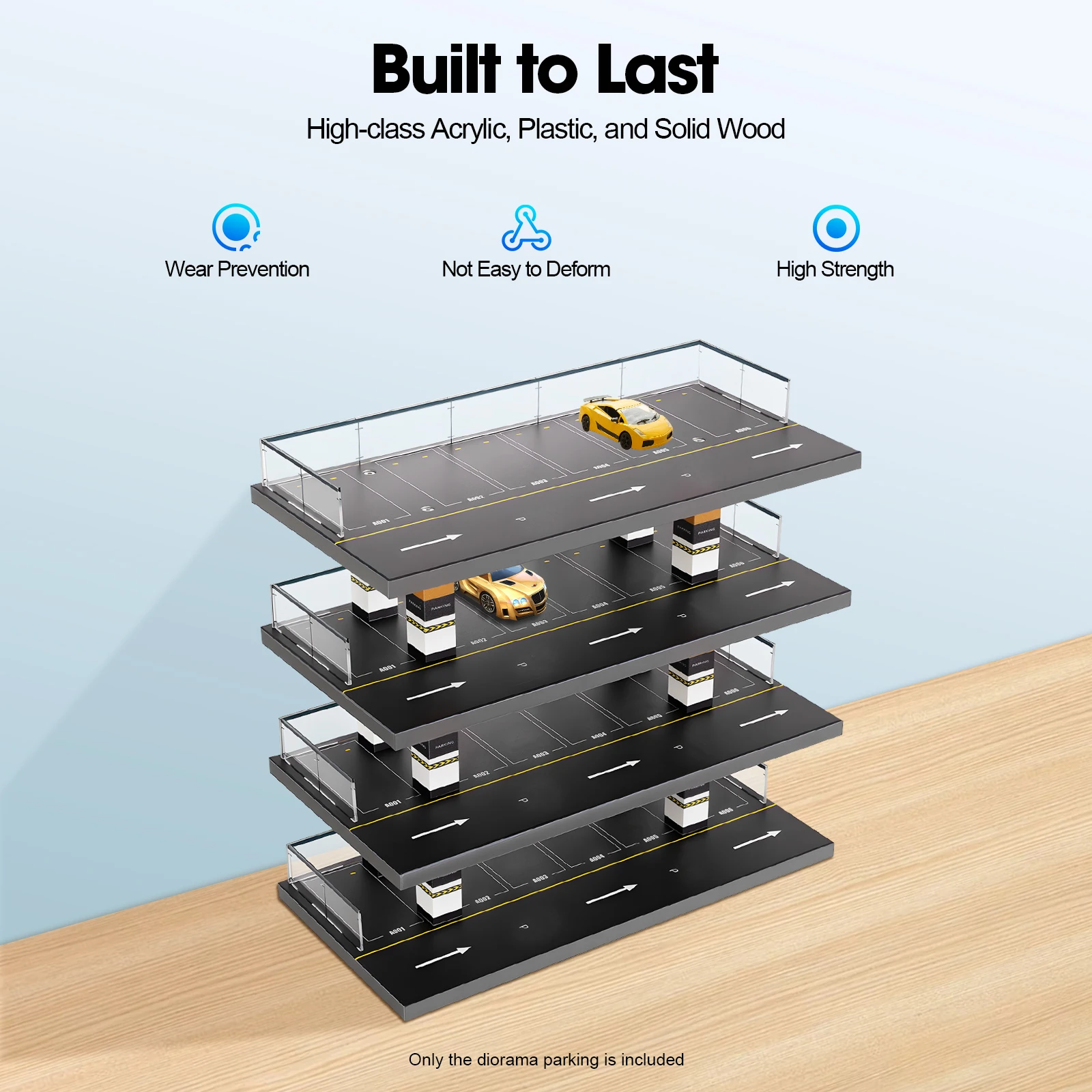نموذج موقف سيارات مقلد 4 طبقات ممتازة Diorama يستخدم لتخزين السيارات بنسبة محاكاة 1:64