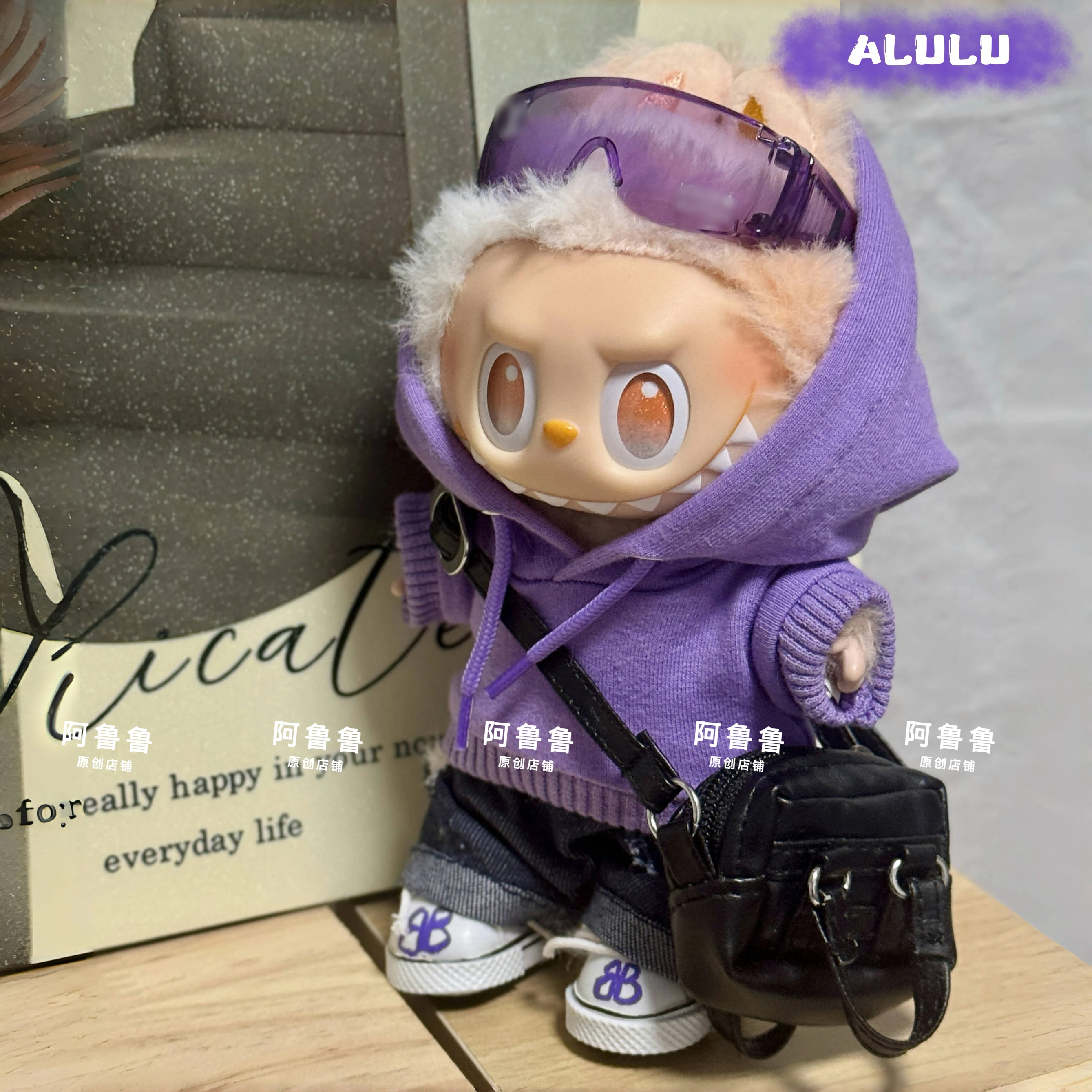 

Для куклы Labubu Big Into Energy Series в стиле хип-хоп, однотонная толстовка с капюшоном, брюки для Ropa Labubu, аксессуары