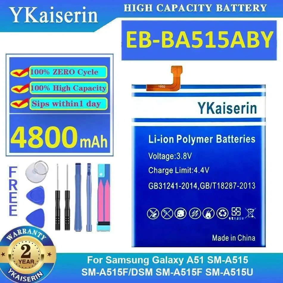 

Аккумулятор мобильного телефона EB-BA515ABY Safe для Samsung Galaxy A51 SM-A515 SM-A515F Dsm SM-A515U 4800 мАч