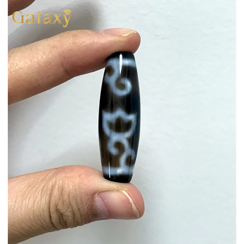 الصف AAA التبت Dzi العقيق الطبيعي الخرز لصنع Diy بها بنفسك مجوهرات أساور قلادة البيضاوي لوتس ونغمتين 12x38 مللي متر جودة عالية