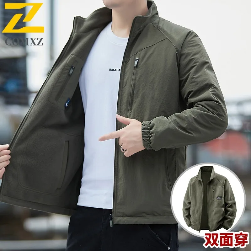 

COMXZ Мужская зимняя новая куртка, роскошная офисная толстая теплая куртка, стильный дизайн с воротником-стойкой, легкая ветровка для путешествий