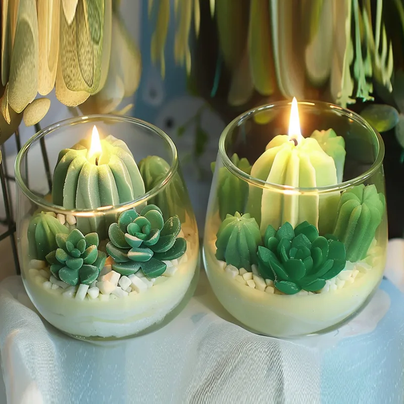 3D Succulent Plant Silicone Mold DIY Handmade Scented Candle Mould Plants Aromatherapy Plaster Soap Making Supplies Home Decor