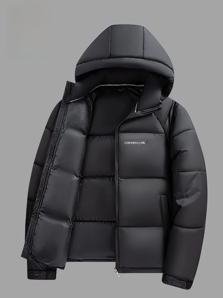 

Rn Men's Winter Casual Thiened Warm Cotton Jaet Detachable Hood Faionable Versatile Cotton Outerwear Youth Busin